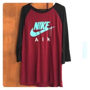 Nike Men’s red with 3/4 black sleeve shirt